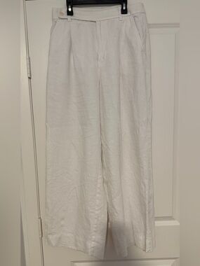 Madewell White Wide-Leg Linen Blend Pants